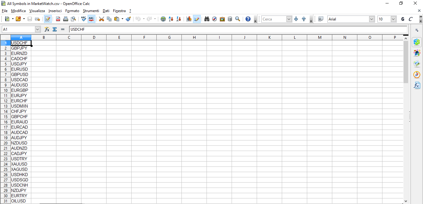 Market Watch AUTO-CSV - script for MetaTrader 4