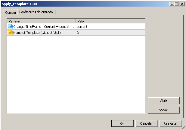 Apply Template - script for MetaTrader 5