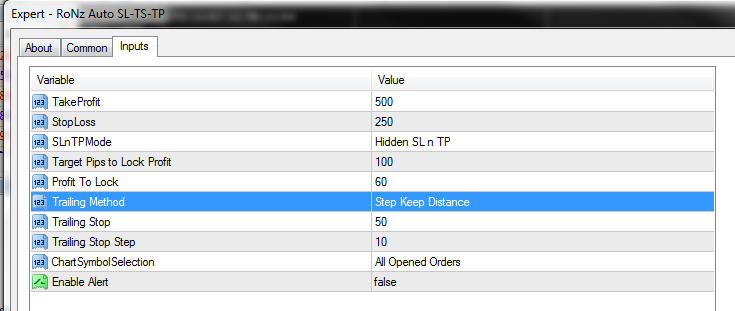 RoNz Auto SL-TS-TP v2.06 - expert for MetaTrader 4