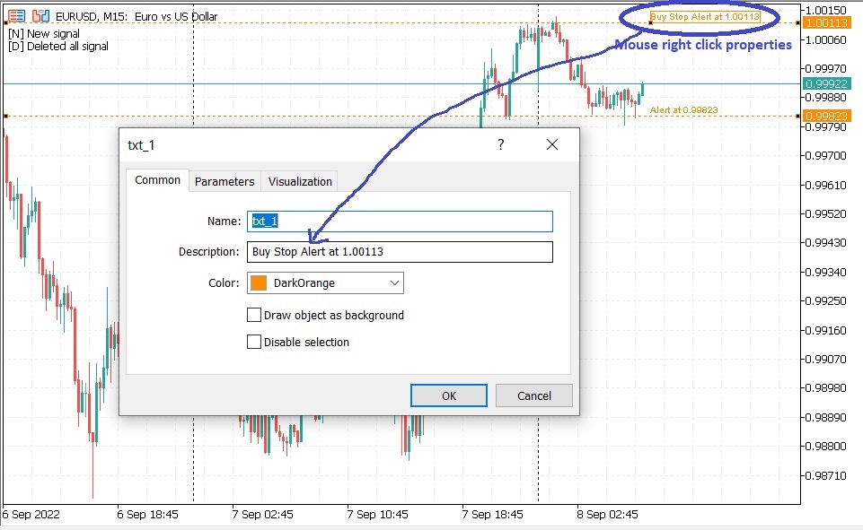 Price Horizontal Line Notifications - indicator for MetaTrader 5