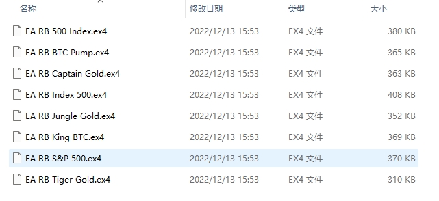 RB EA MT4 BTC, gold, 500 index screenshot