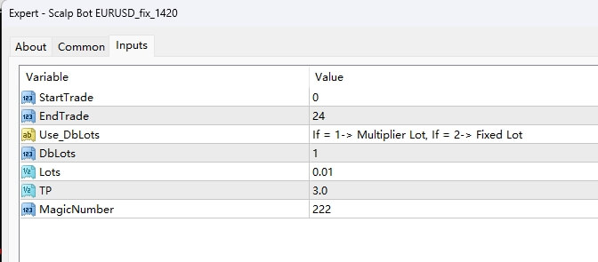 Scalping Robot EURUSD Screenshot