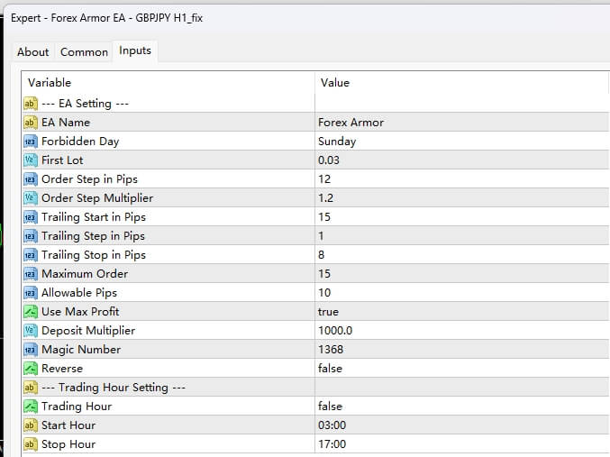 Forex Armor EA – GBPJPY H1_fix screenshots