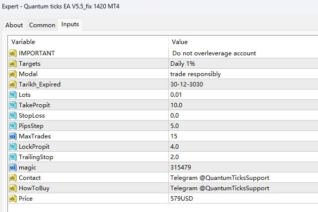 Quantum Quote EA V5.5_fix 1420 MT4 screenshot