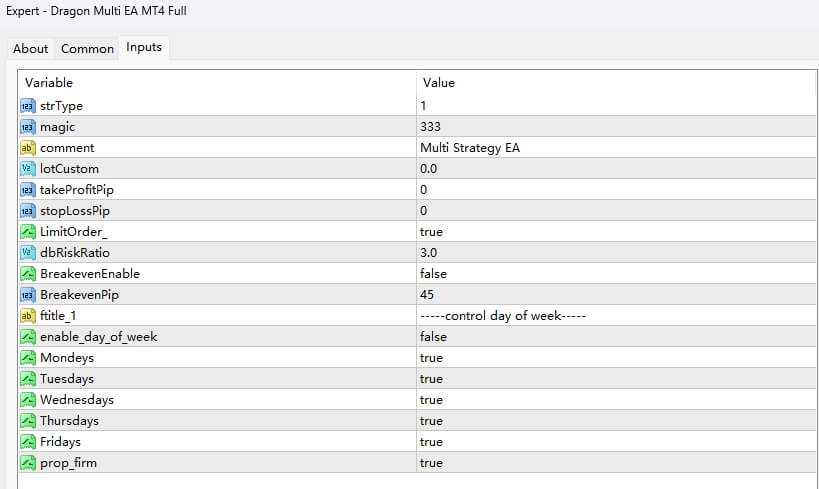 Dragon Multi EA MT4 full version screenshots