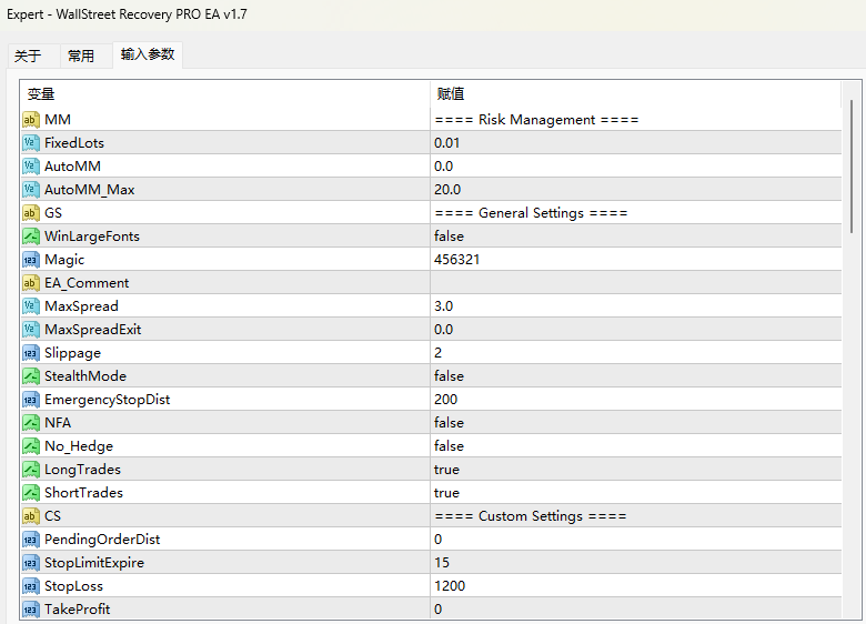 Wall Street Recovery PRO EA v1.7 screenshots