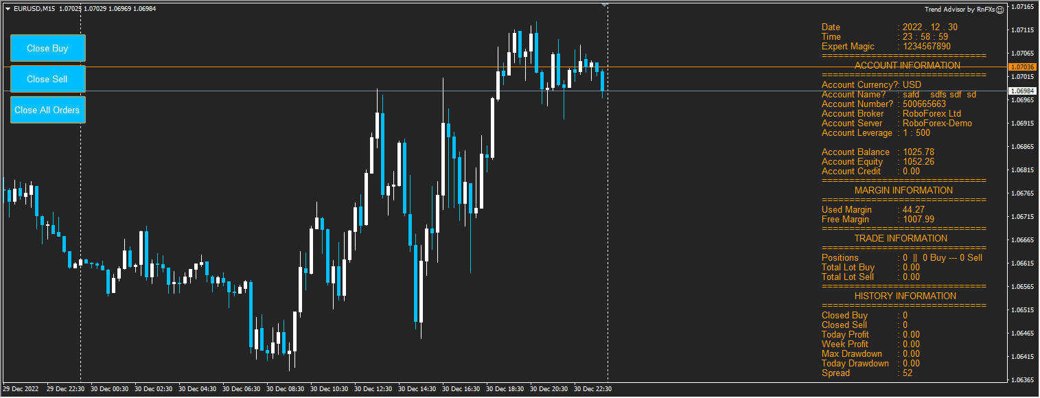 RnFXs Trend Advisor Screenshot