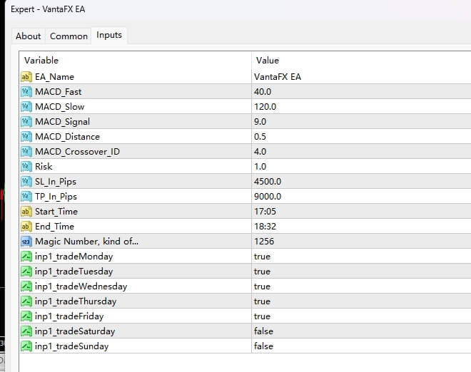 VantaFX EA screenshots