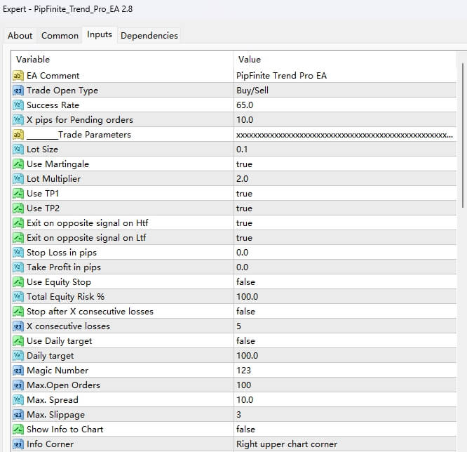 PipFinite_Trend_Pro_EA 2.8 screenshots