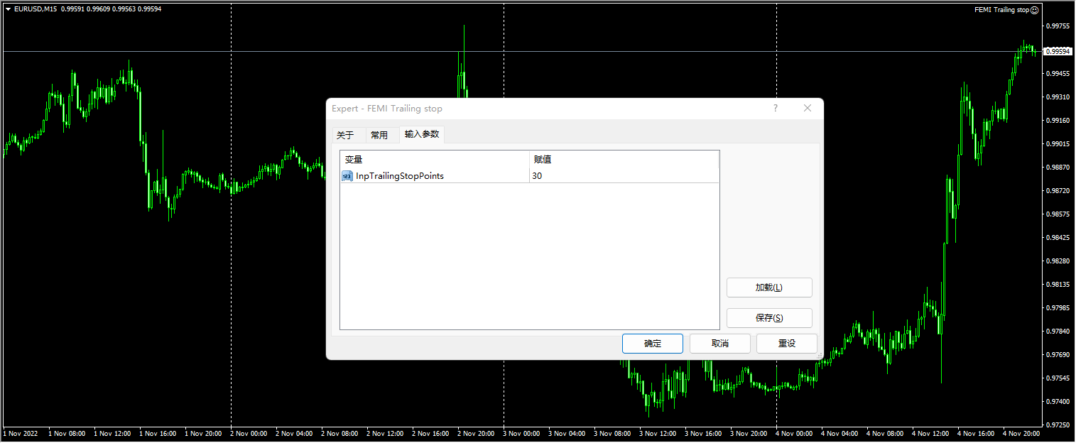 FEMI Trailing Stop Screenshot