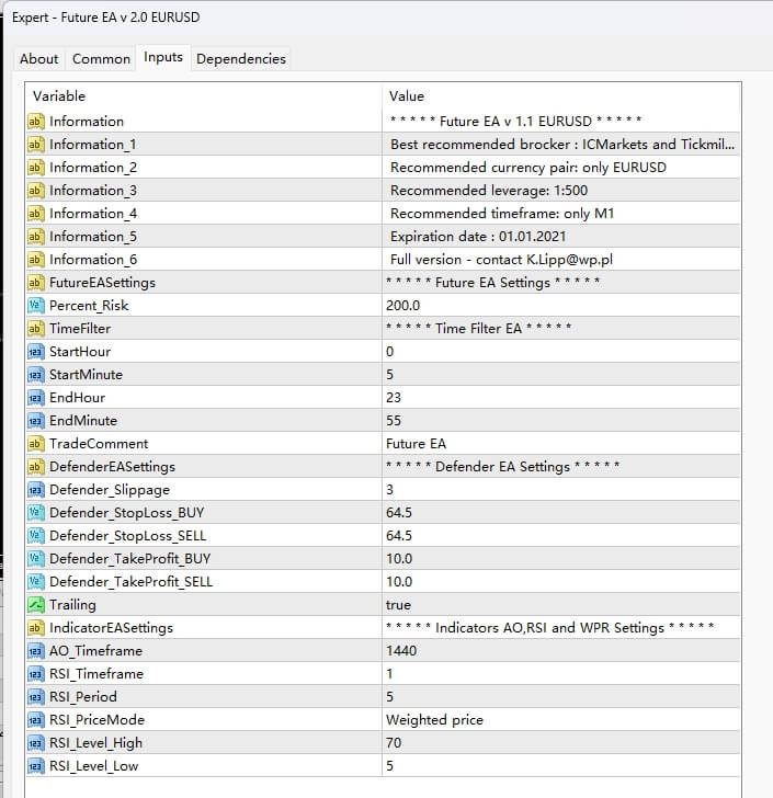 Future EA v 2.0 EURUSD screenshots