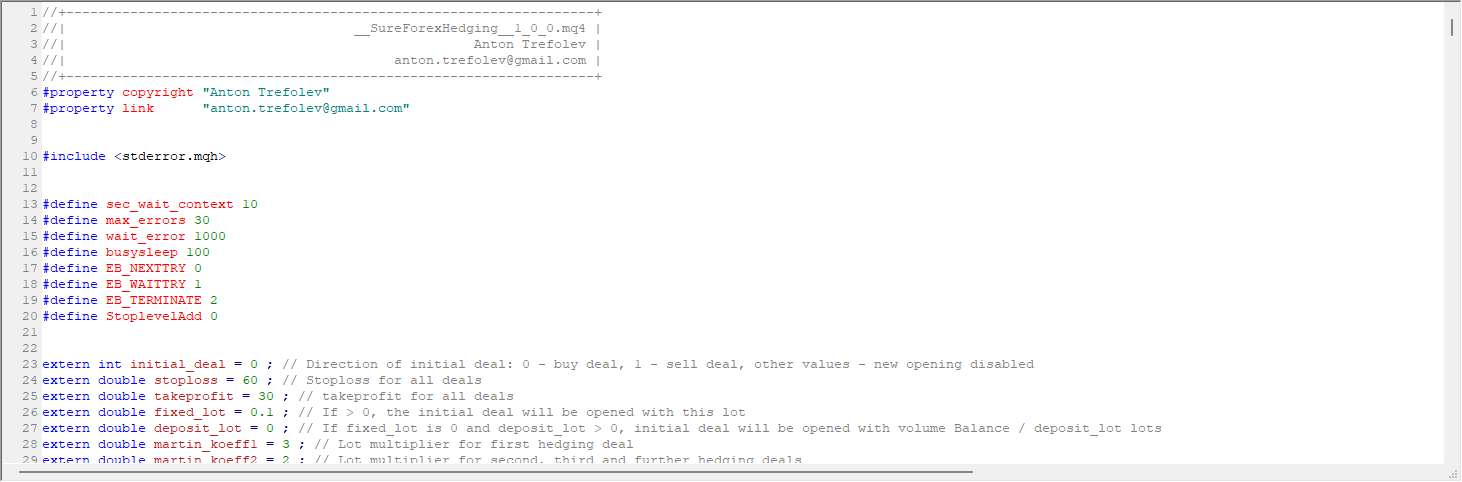 SureForex Hedging screenshot