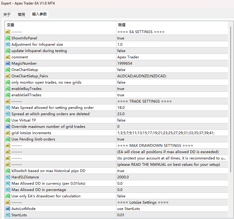 Apex Trader EA V1.6 MT4 screenshots