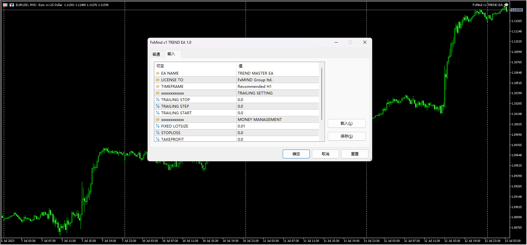 FxMind v1 trend EA screenshots