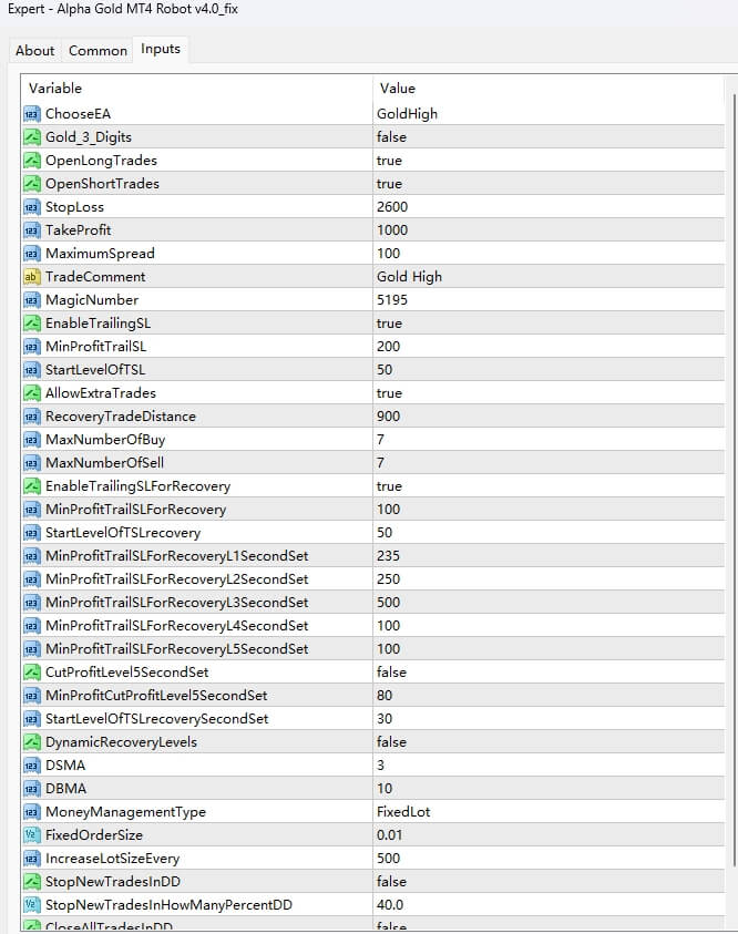 Alpha Gold MT4 robot v4.0_fix screenshots