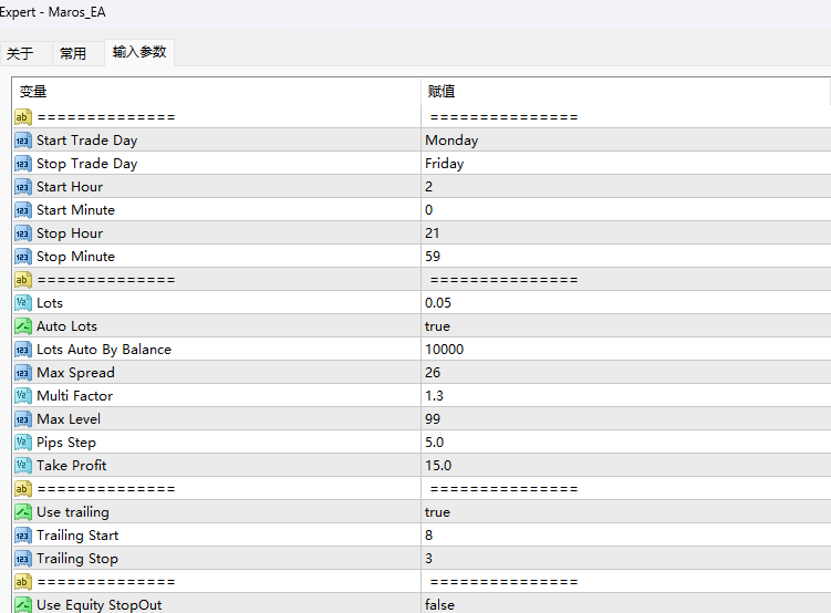 Maros EA v1.0 MT4 screenshots
