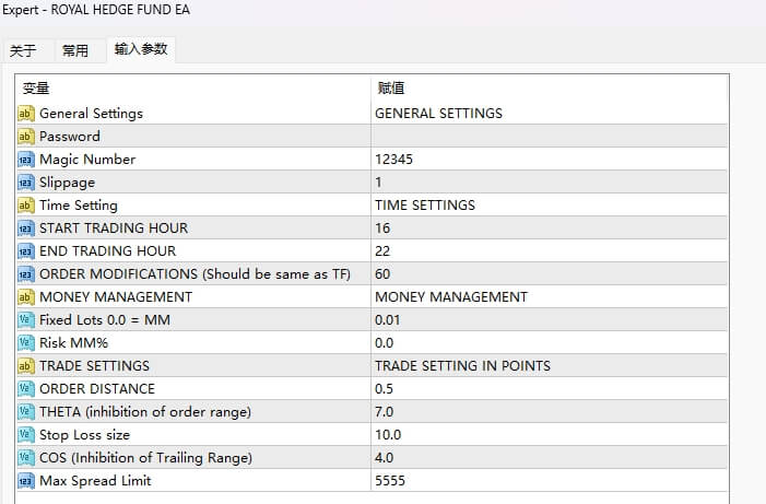Royal Hedge Fund EA screenshots