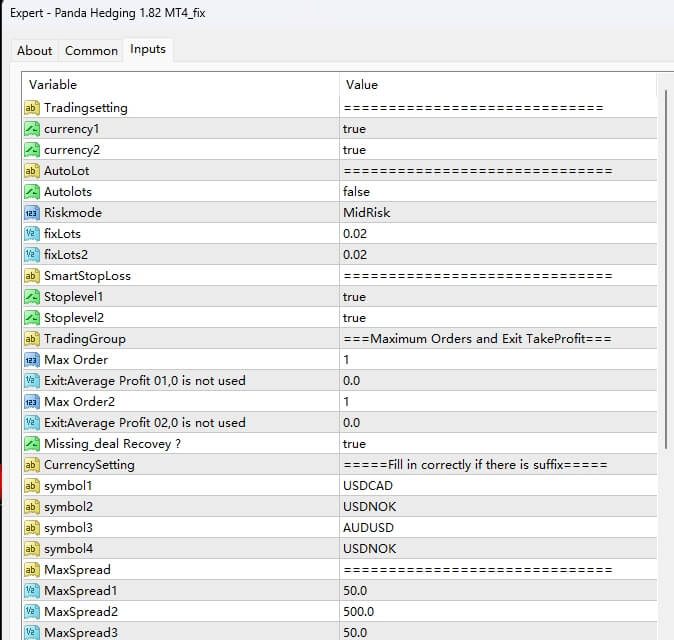 Panda Hedging 1.82 MT4_fix screenshot