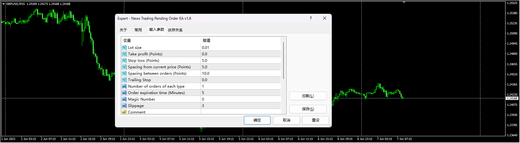 News trading pending order EA v1.6 screenshot