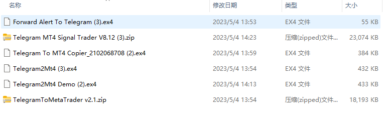 Telegram package screenshot