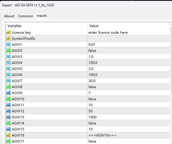 AGI EA MT4 v1.1_fix_1420 screenshot