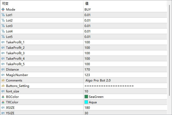 ALGO PRO robot v2.0 MT5 screenshots