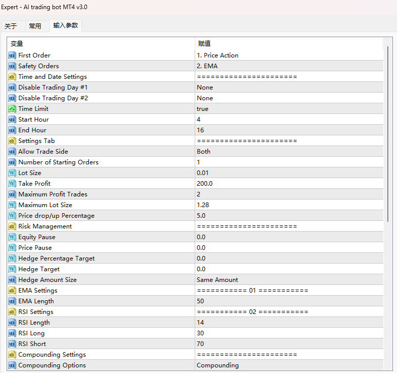 Artificial intelligence trading robot MT4 v3.0 screenshot