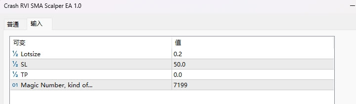 Crash RVI SMA scalper EA screenshot