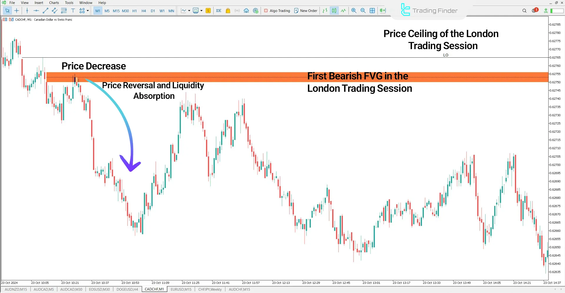 FVG Session Intraday Indicator in a Downtrend