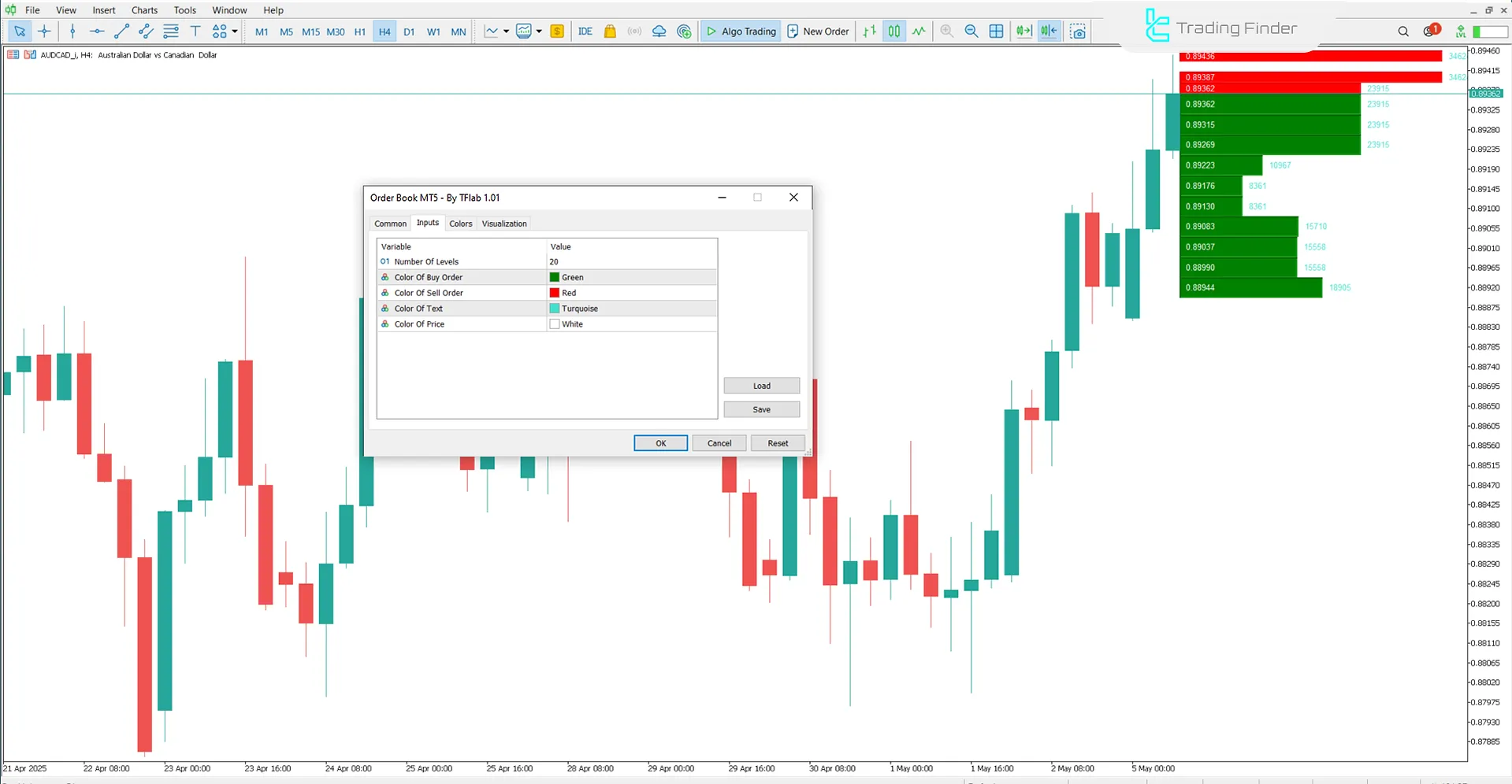 Order Book Indicator Settings