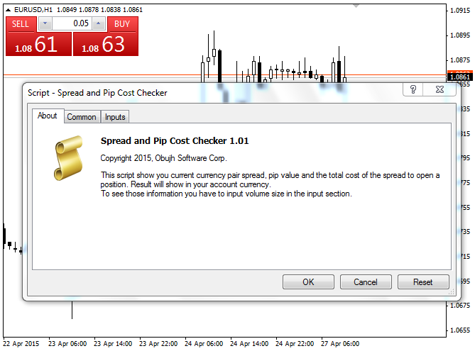 Spread and Pip Cost Checker - script for MetaTrader 4