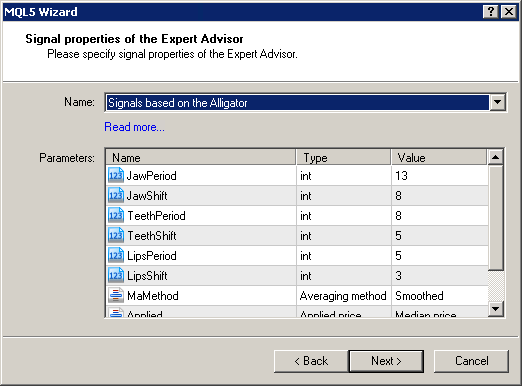 MQL5 Wizard - Trade Signals Based on Crossover of Lines of the Alligator Indicator - expert for MetaTrader 5