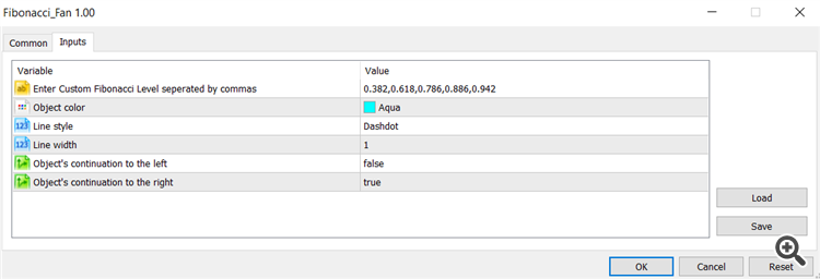 Fibonacci Fan with Custom Values ​​- script for MetaTrader 5
