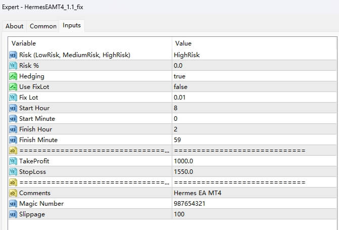 HermesEAMT4_1.1_fix screenshot