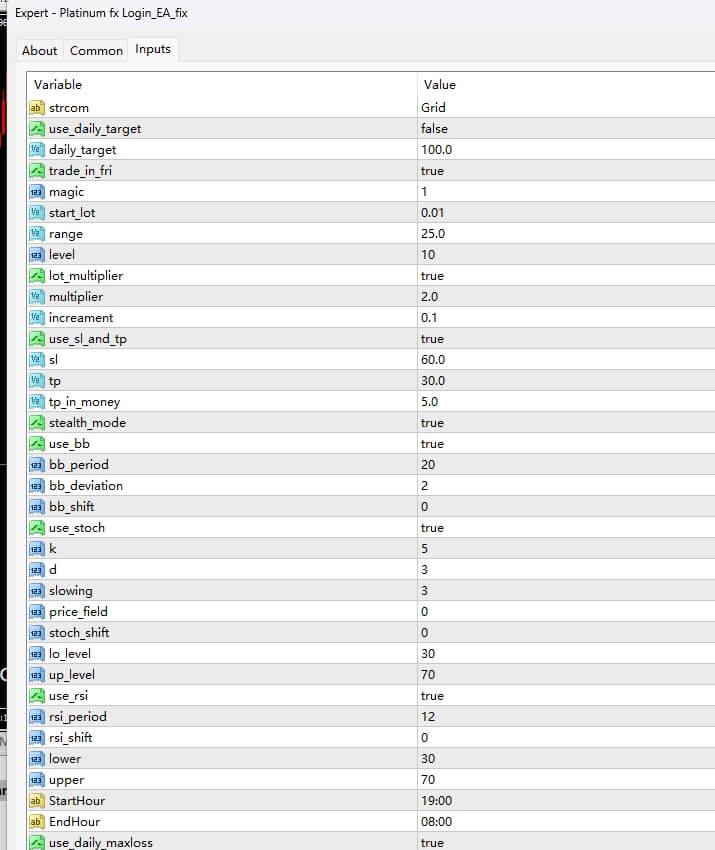Platinum Forex Login_EA_fix screenshot