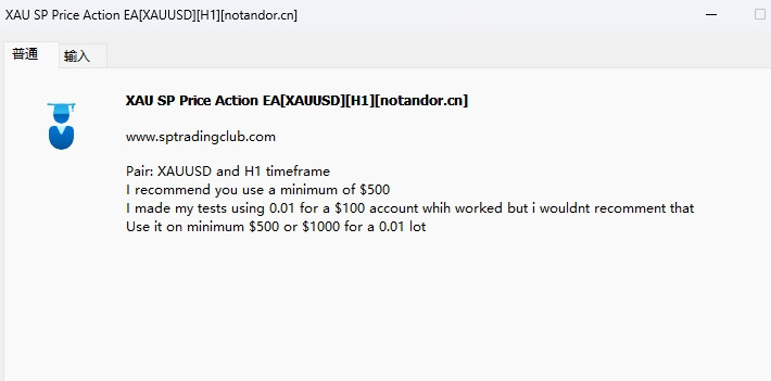 XAU SP Price Action EA Screenshot