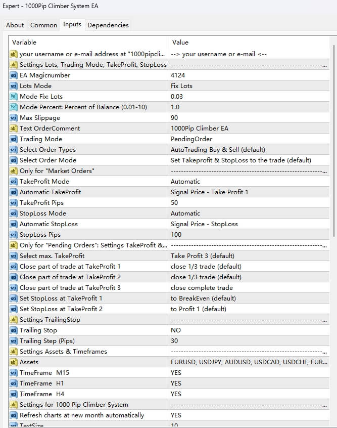 1000Pip Climber System EA screenshots
