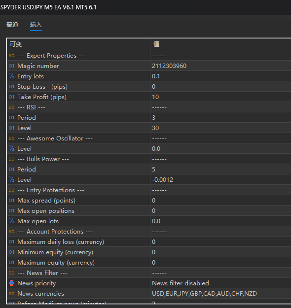 SPYDER USDJPY M5 EA V6.1 MT5 screenshots