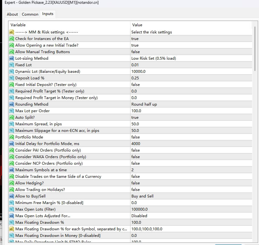 Golden Pickaxe_2.23[XAUUSD][M1] Screenshot