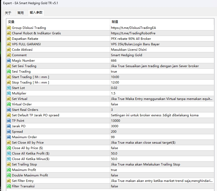 EA Smart Hedging Gold TR v5.1 screenshot