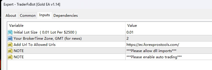 TraderFxBot [Gold EA v1.14] Screenshot