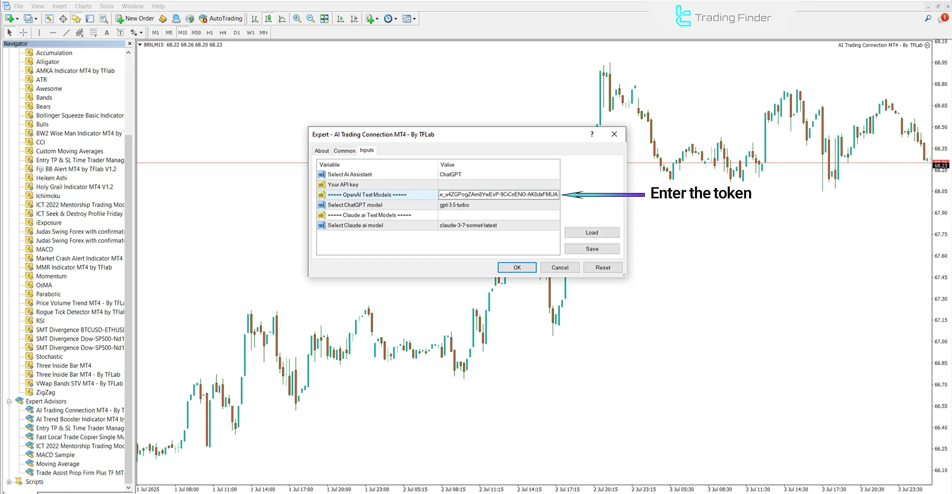 Steps for adding an AI token to the AI ​​Trading Connection Expert Advisor