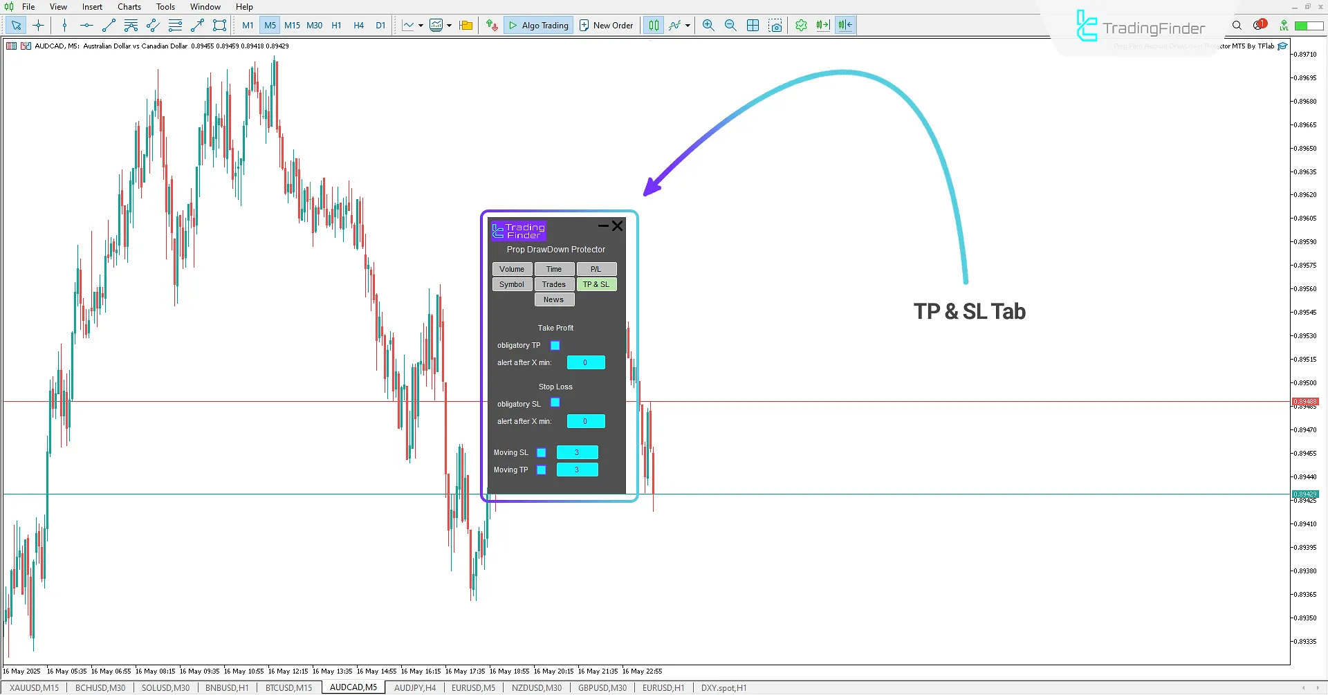 Take Profit and Stop Loss Tab (TP &amp; SL)